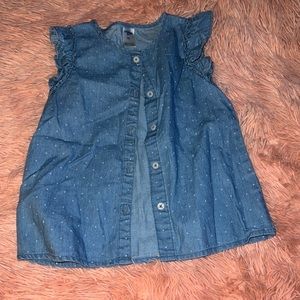 Denim button up top ruffle sleeve Girls size 4T light blue 100% cotton Oshkosh